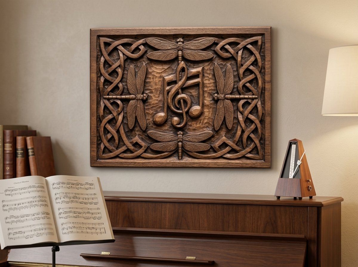 Dragonfly Celtic Knot Music Note CNC Relief STL bas-relief STL — view 13