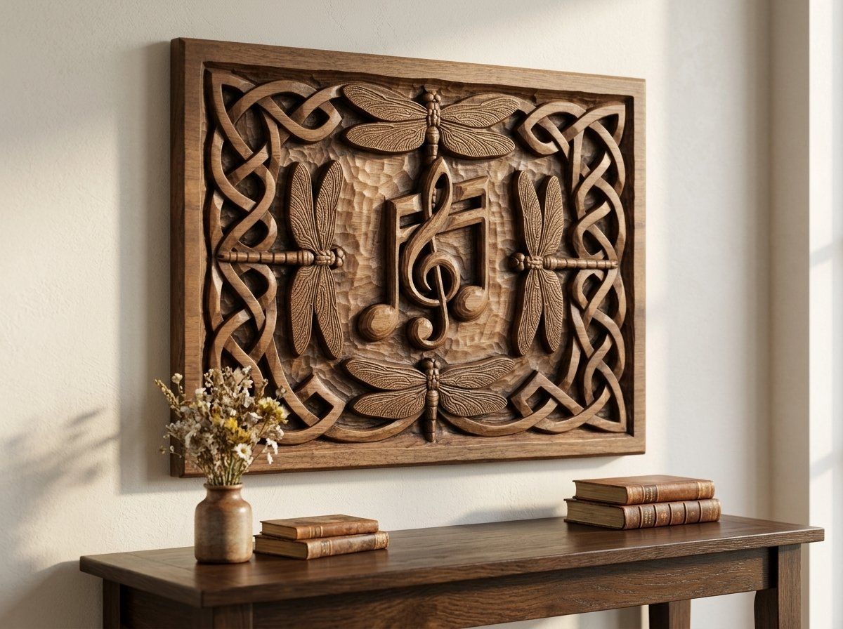 Dragonfly Celtic Knot Music Note CNC Relief STL bas-relief STL — view 14