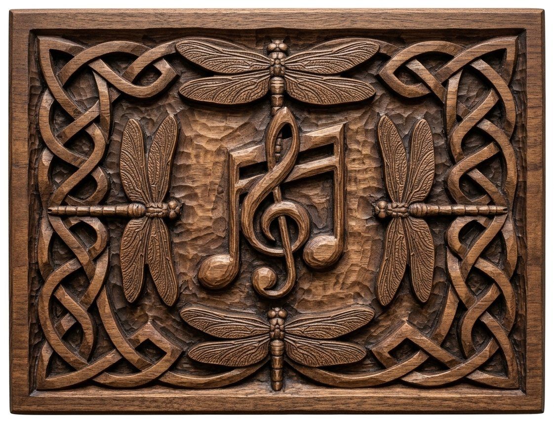 Dragonfly Celtic Knot Music Note CNC Relief STL bas-relief STL — view 4