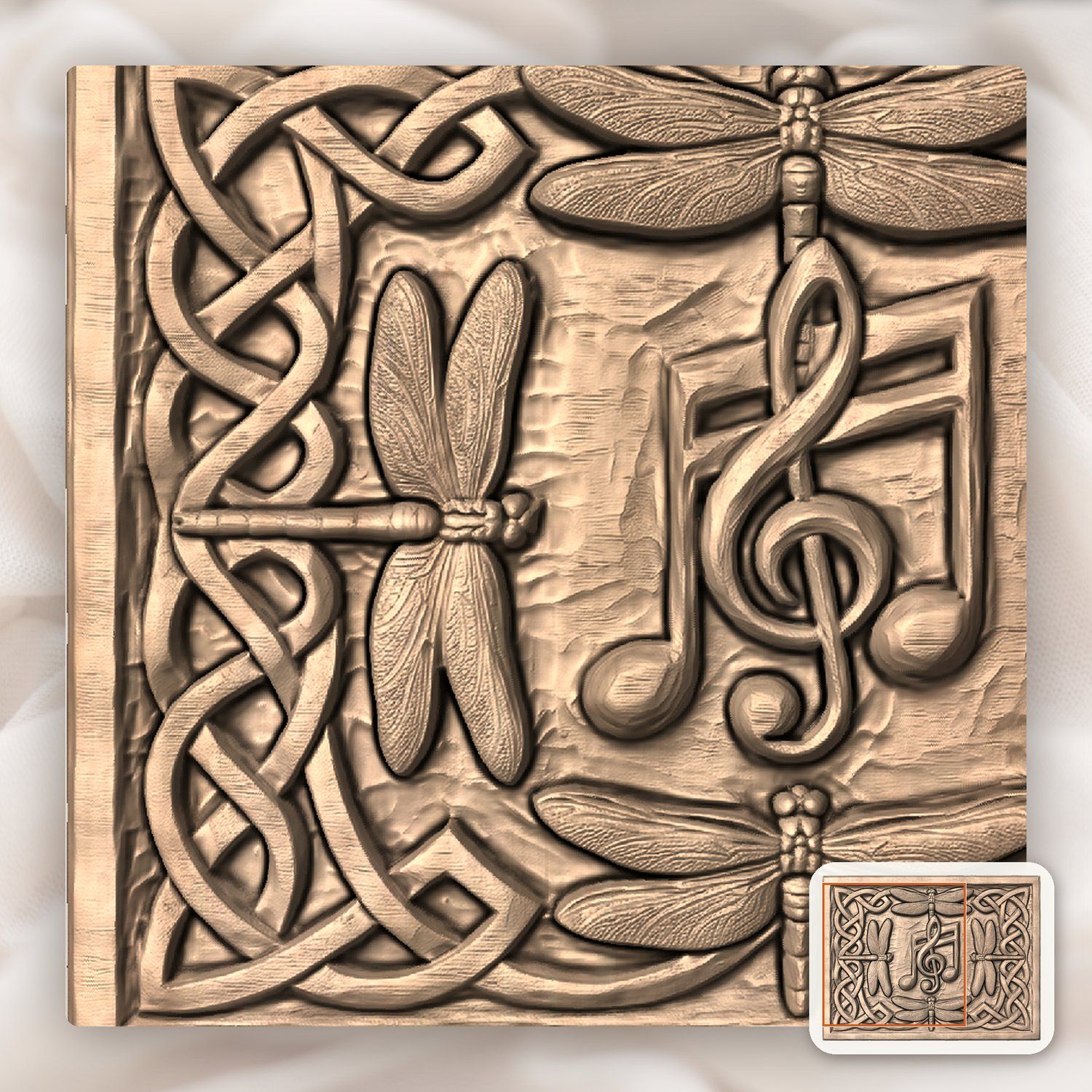Dragonfly Celtic Knot Music Note CNC Relief STL bas-relief STL — view 8