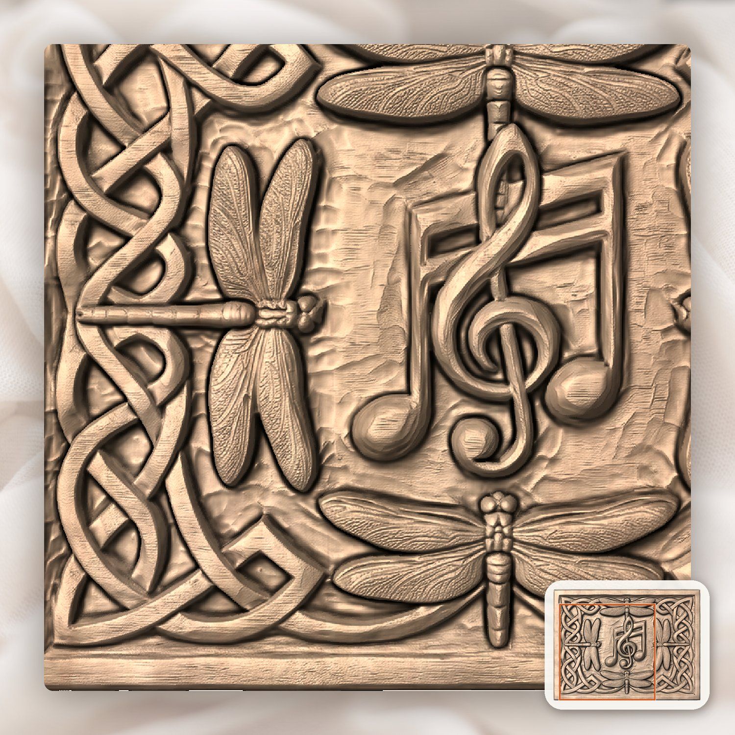 Dragonfly Celtic Knot Music Note CNC Relief STL bas-relief STL — view 9
