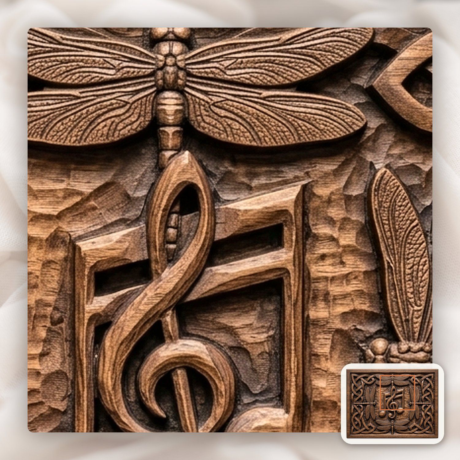Dragonfly Celtic Knot Music Note CNC Relief STL bas-relief STL — view 11
