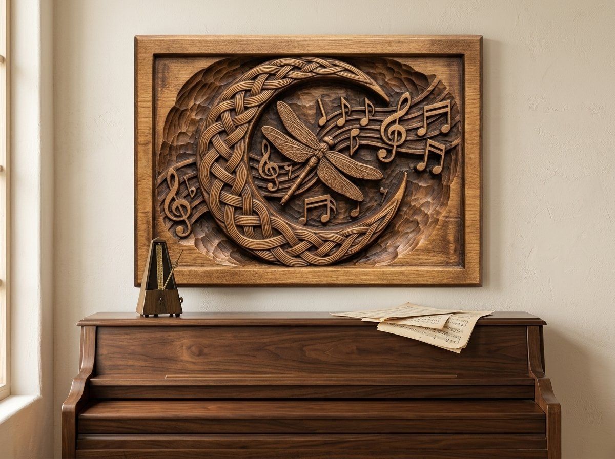 Dragonfly Celtic Moon CNC Relief STL bas-relief STL — view 13