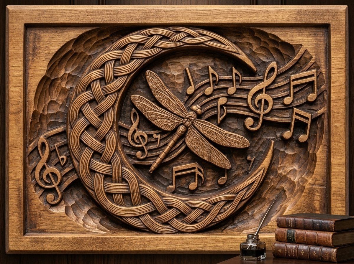 Dragonfly Celtic Moon CNC Relief STL bas-relief STL — view 14