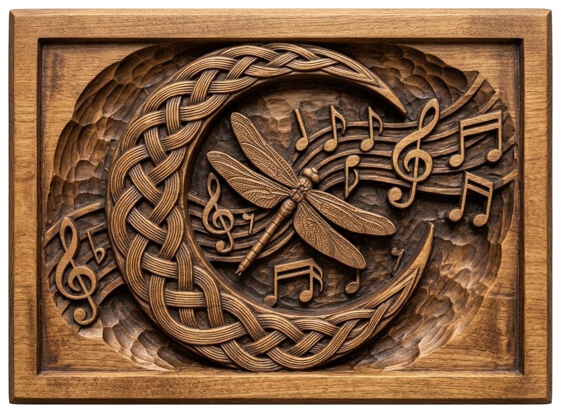 Dragonfly Celtic Moon CNC Relief STL bas-relief STL — view 4
