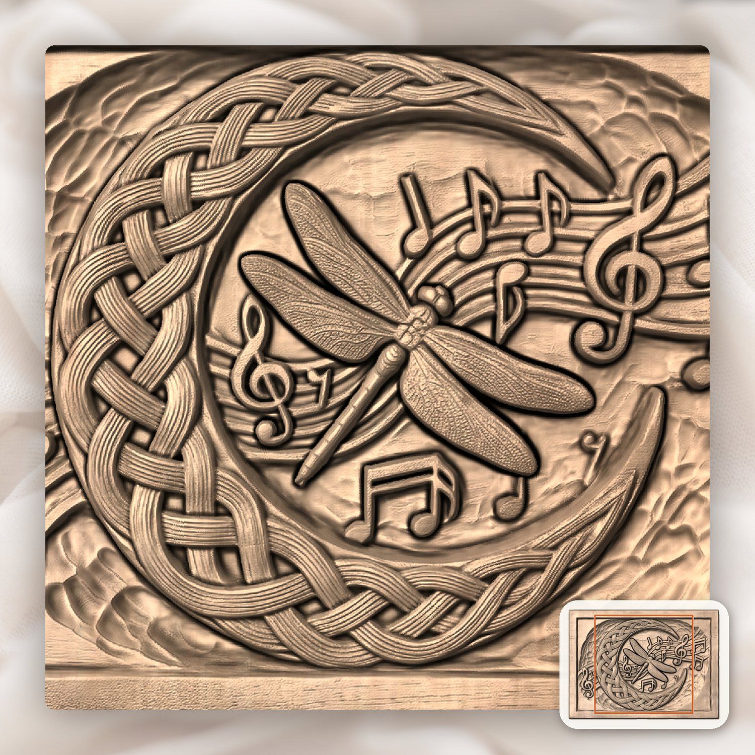 Dragonfly Celtic Moon CNC Relief STL bas-relief STL — view 7