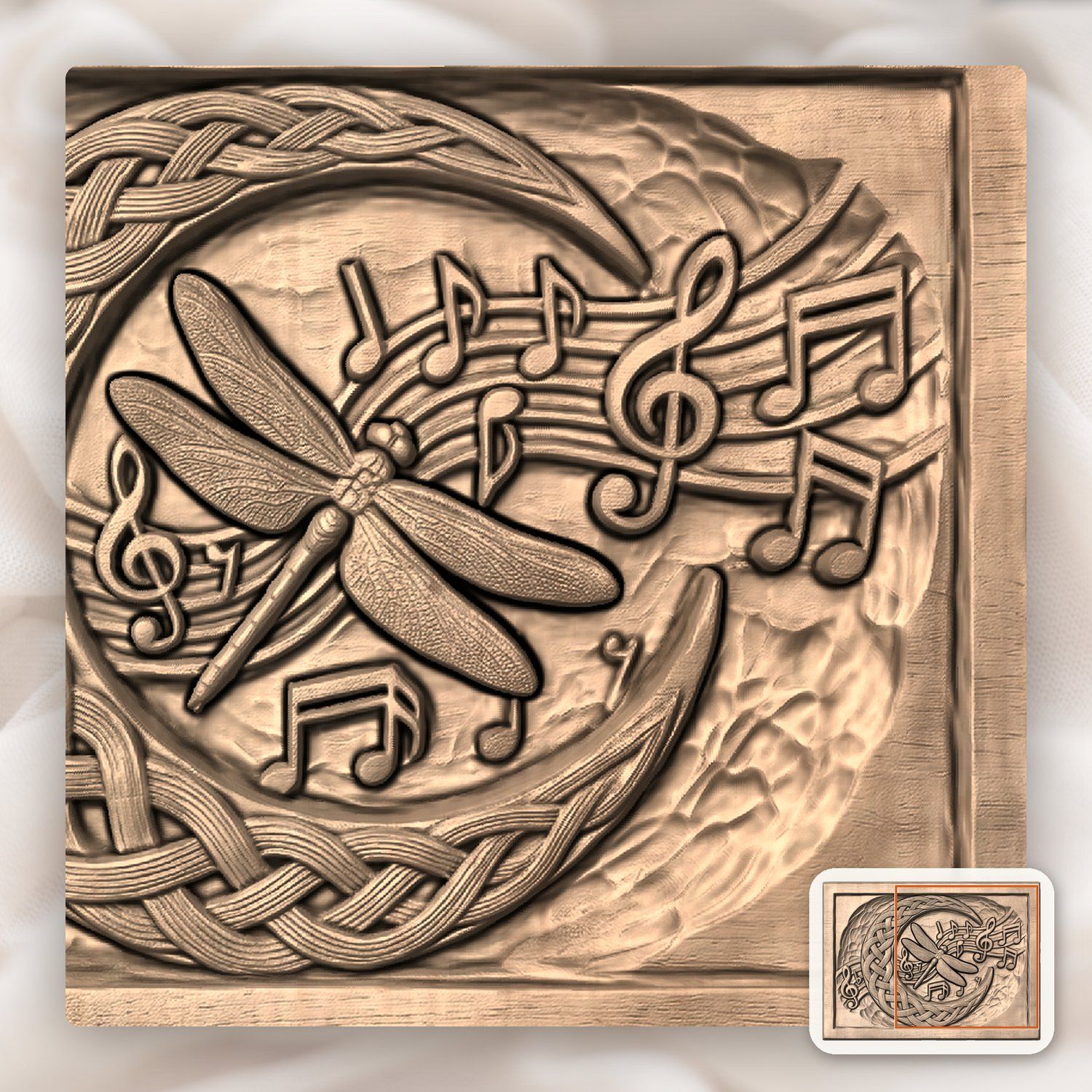 Dragonfly Celtic Moon CNC Relief STL bas-relief STL — view 8