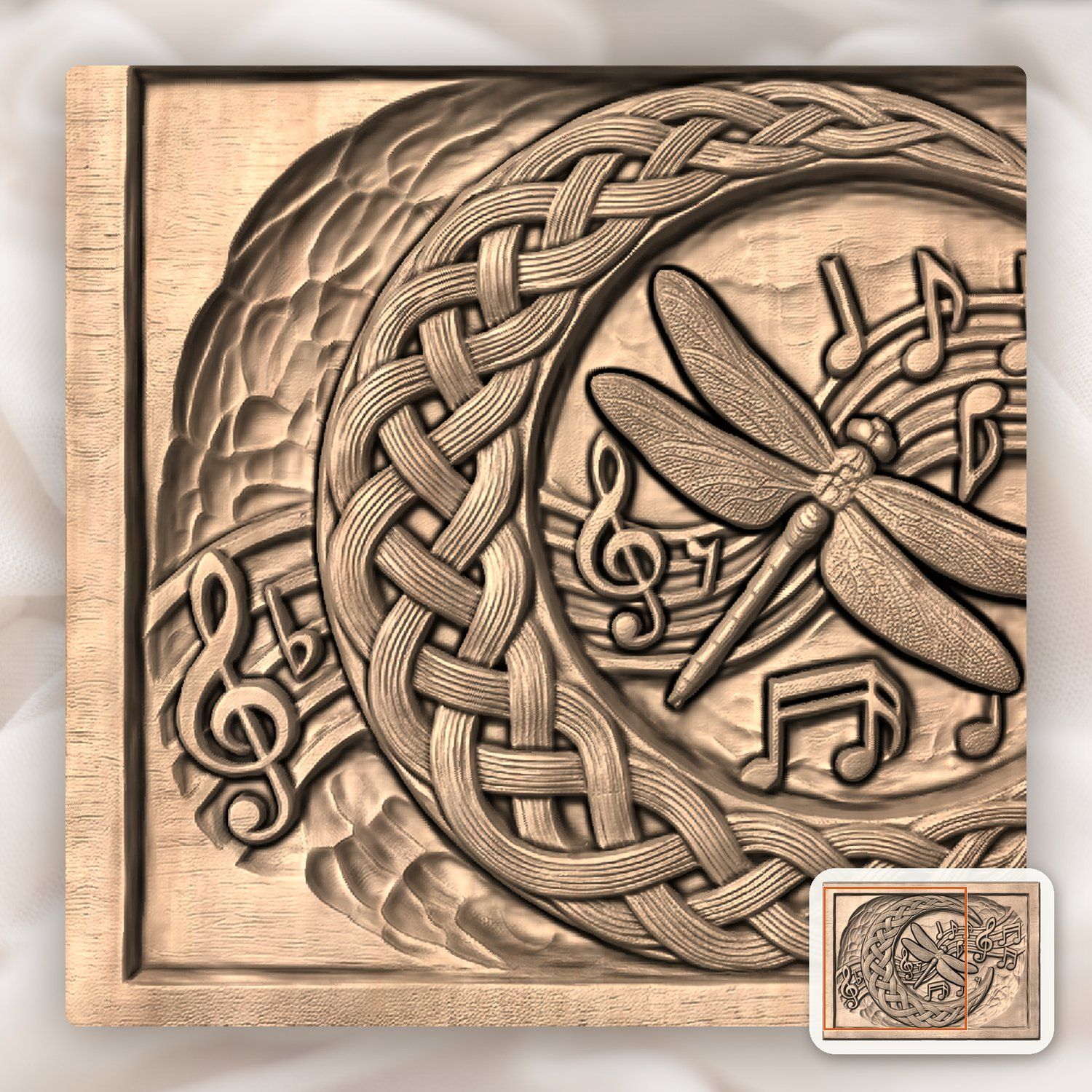 Dragonfly Celtic Moon CNC Relief STL bas-relief STL — view 9