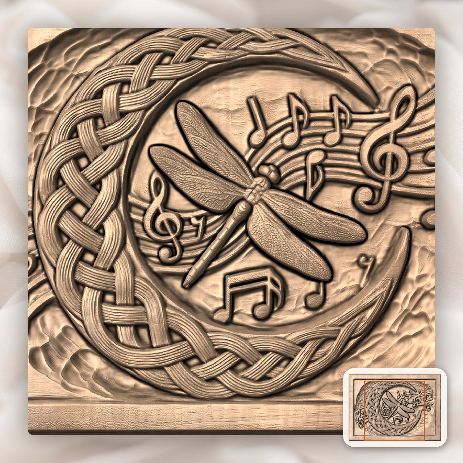 Dragonfly Celtic Moon CNC Relief STL bas-relief STL — view 10