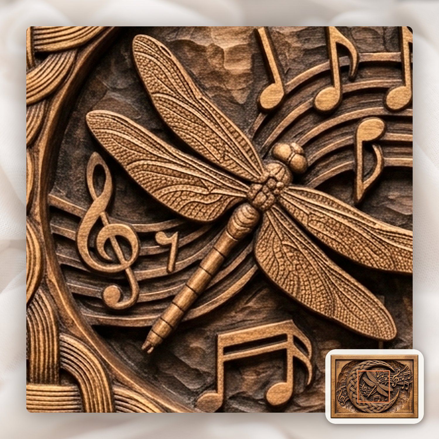 Dragonfly Celtic Moon CNC Relief STL bas-relief STL — view 11