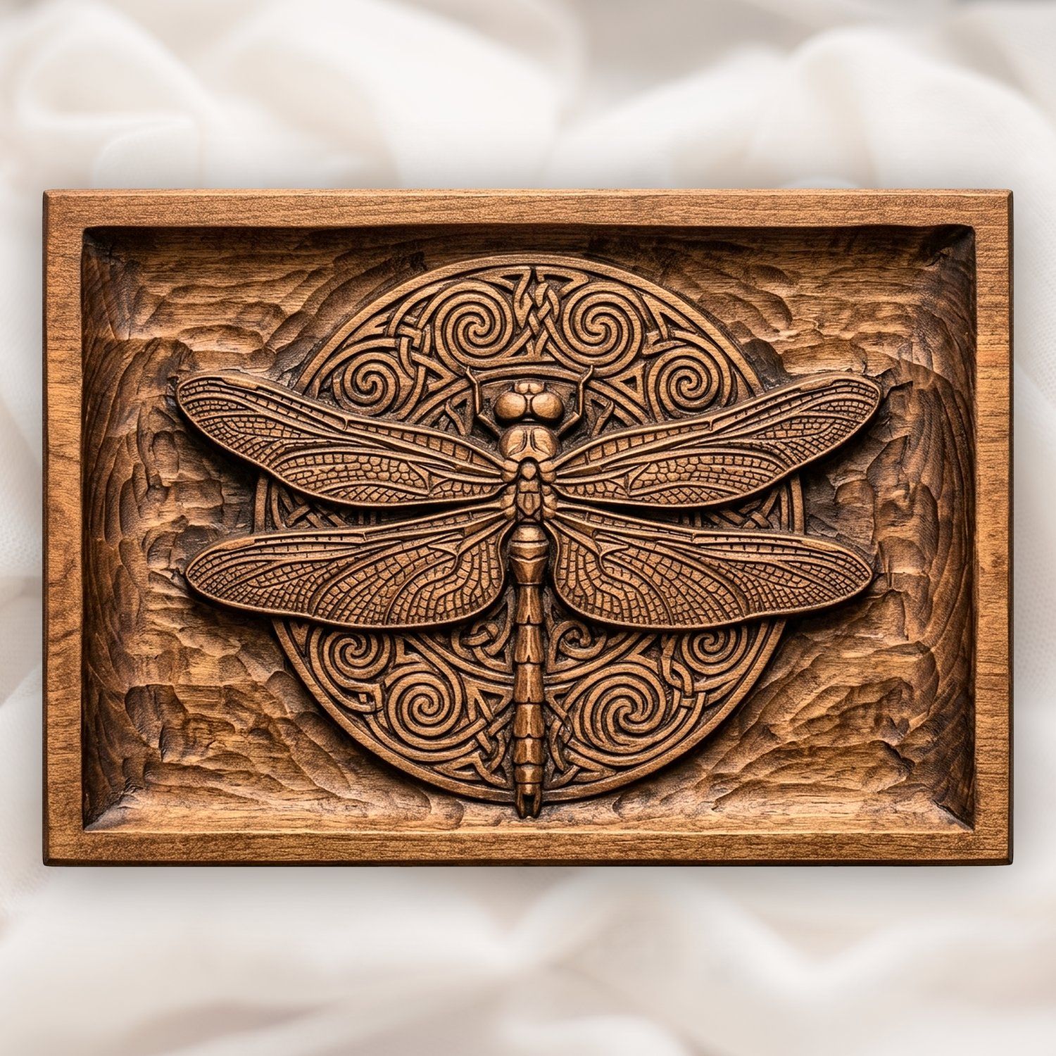 Dragonfly Celtic Moon Knotwork CNC Relief STL bas-relief STL design