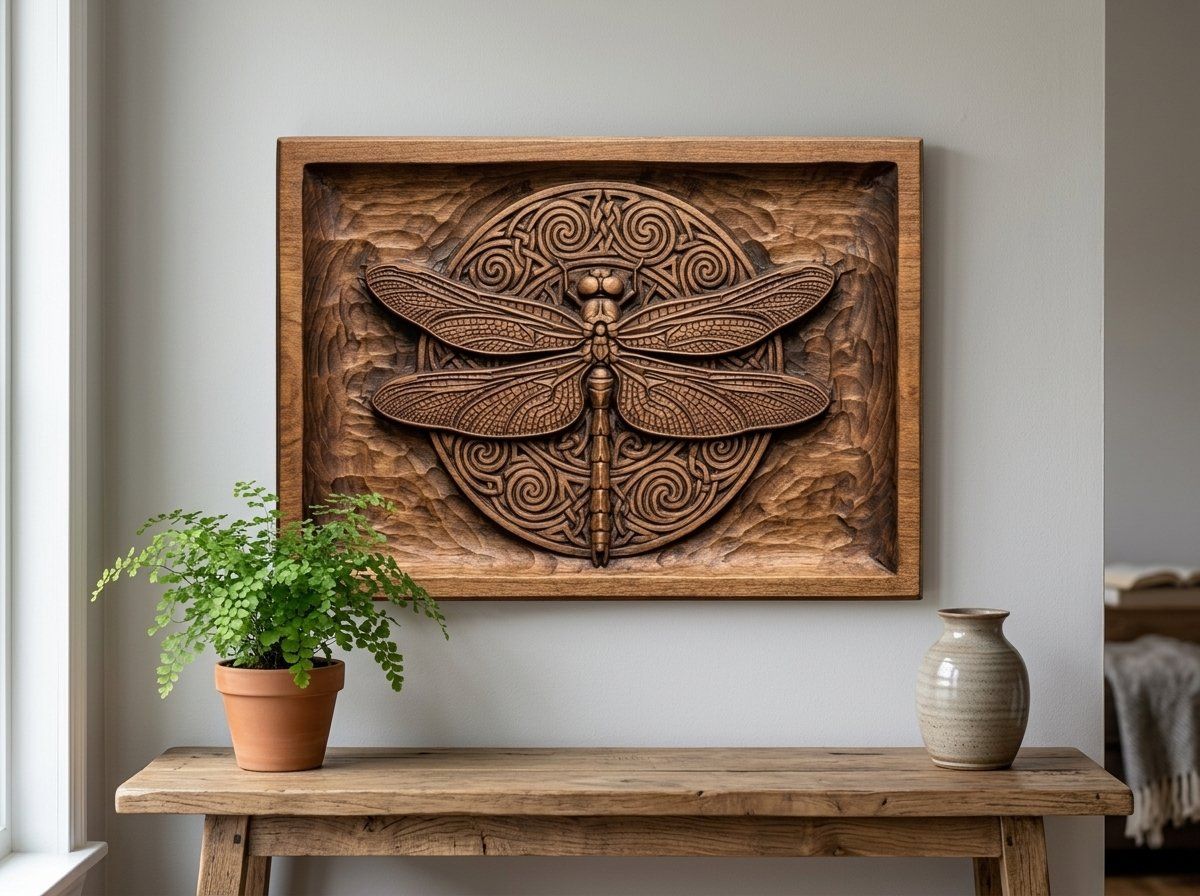 Dragonfly Celtic Moon Knotwork CNC Relief STL bas-relief STL — view 13
