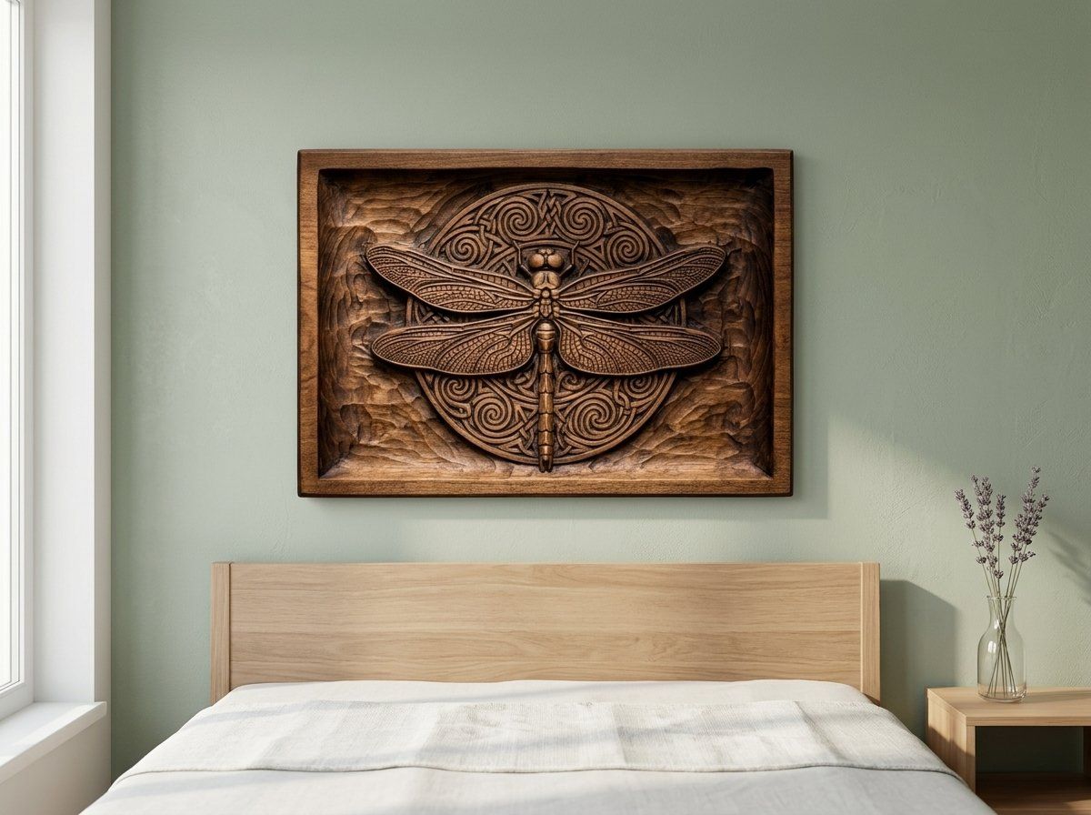 Dragonfly Celtic Moon Knotwork CNC Relief STL bas-relief STL — view 14