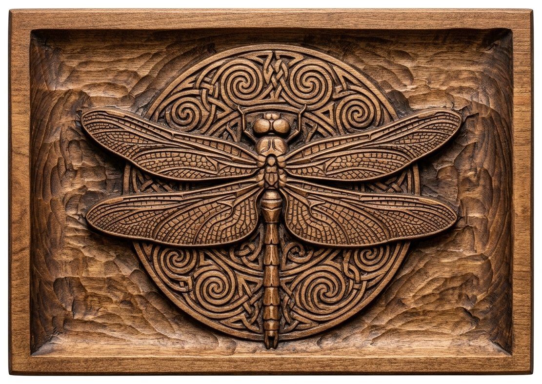 Dragonfly Celtic Moon Knotwork CNC Relief STL bas-relief STL — view 4