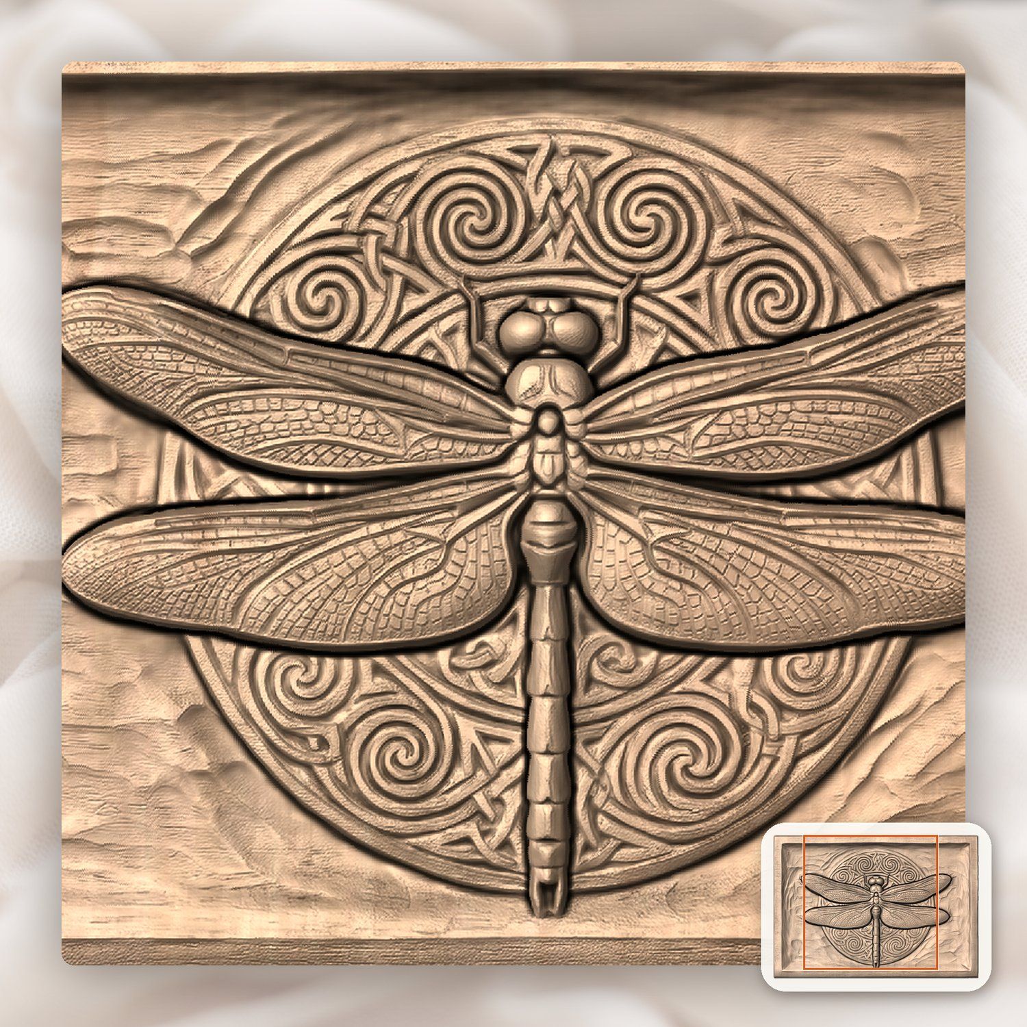Dragonfly Celtic Moon Knotwork CNC Relief STL bas-relief STL — view 7