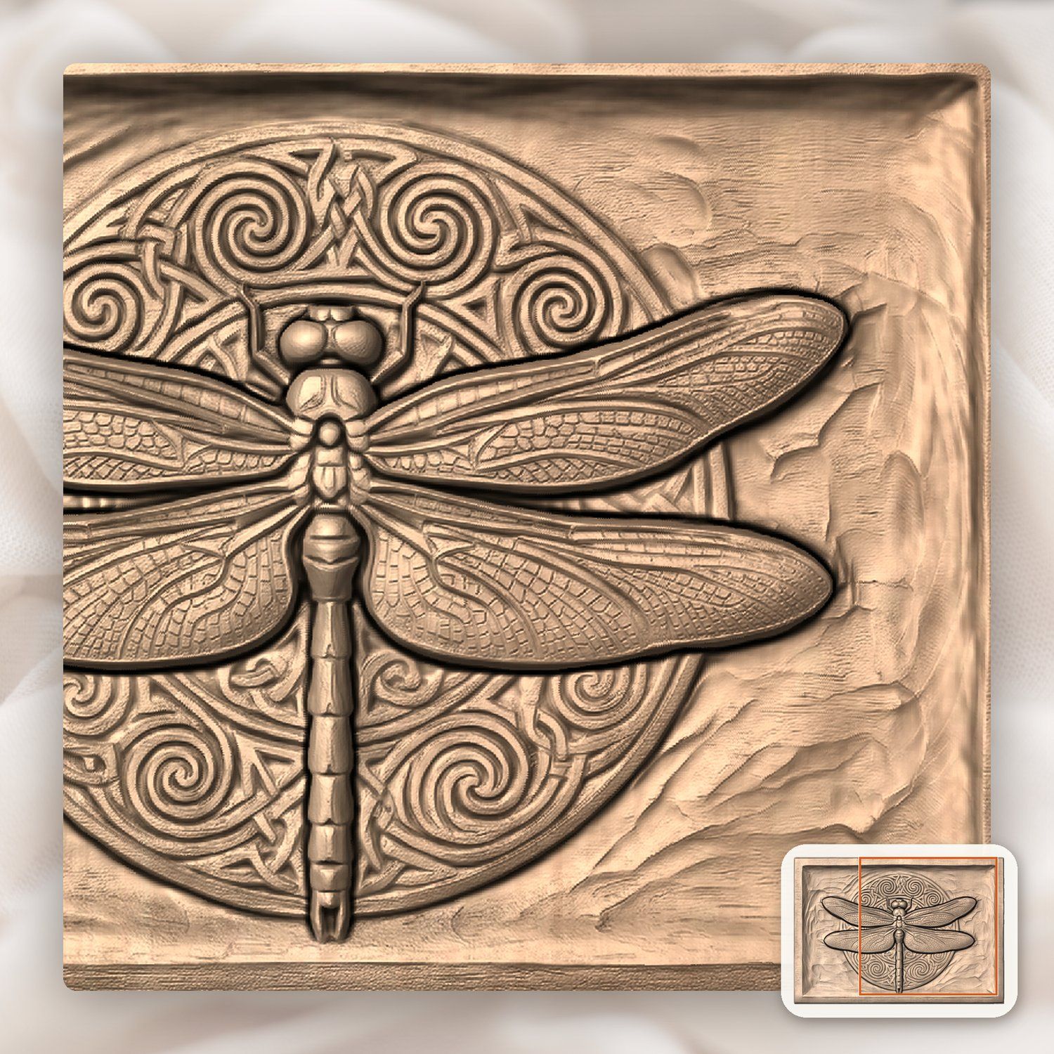 Dragonfly Celtic Moon Knotwork CNC Relief STL bas-relief STL — view 8