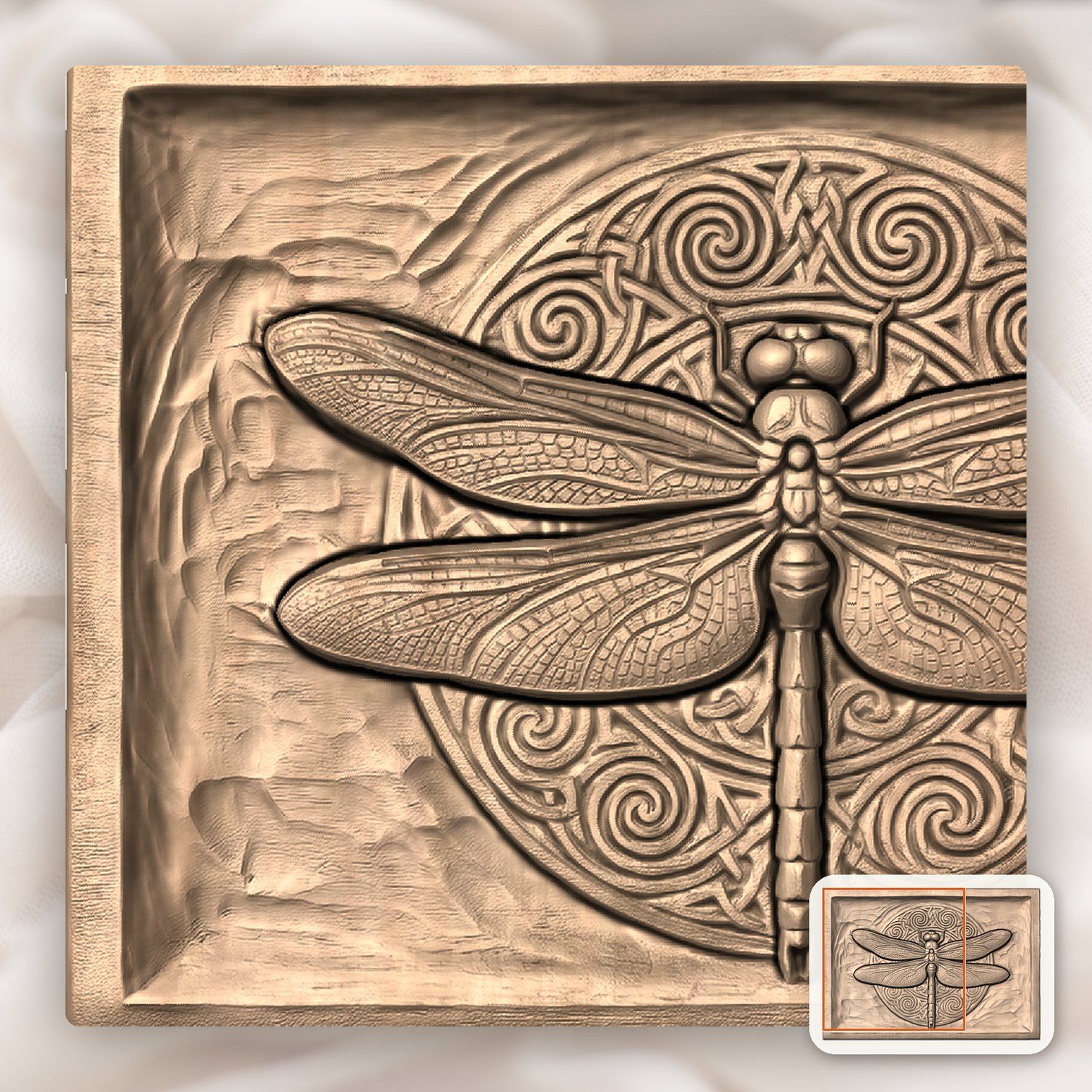 Dragonfly Celtic Moon Knotwork CNC Relief STL bas-relief STL — view 9