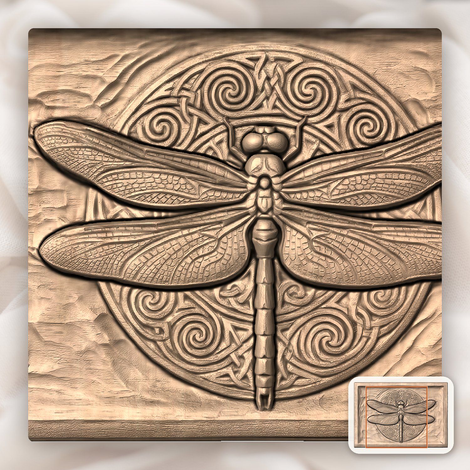 Dragonfly Celtic Moon Knotwork CNC Relief STL bas-relief STL — view 10
