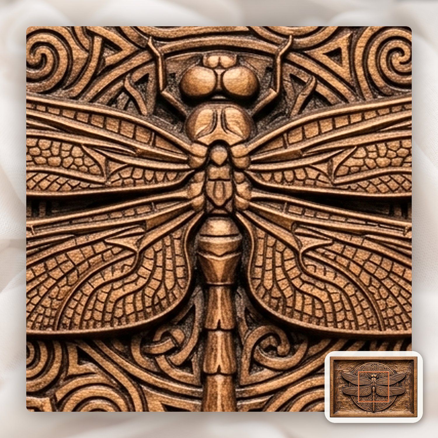 Dragonfly Celtic Moon Knotwork CNC Relief STL bas-relief STL — view 11