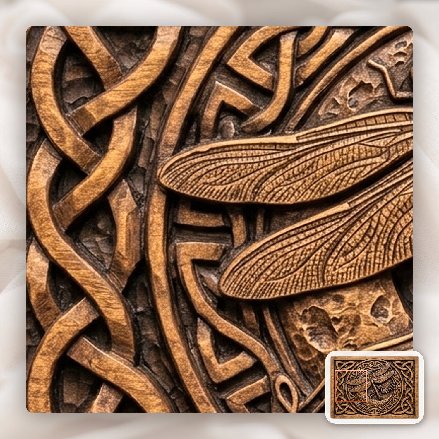 Dragonfly Celtic Moon Music CNC Relief STL bas-relief STL — view 12