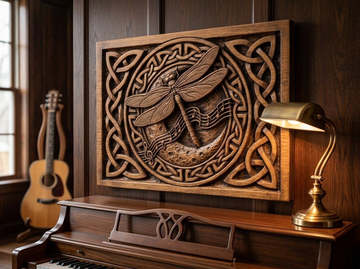 Dragonfly Celtic Moon Music CNC Relief STL bas-relief STL — view 14