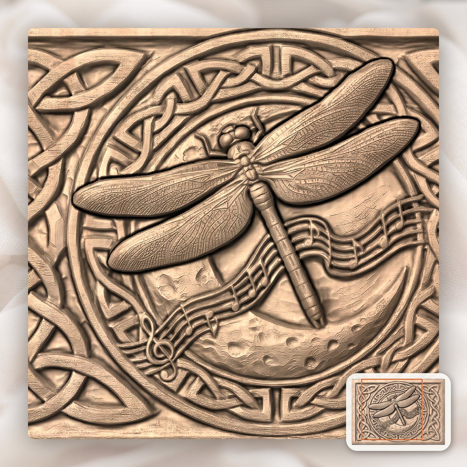 Dragonfly Celtic Moon Music CNC Relief STL bas-relief STL — view 7