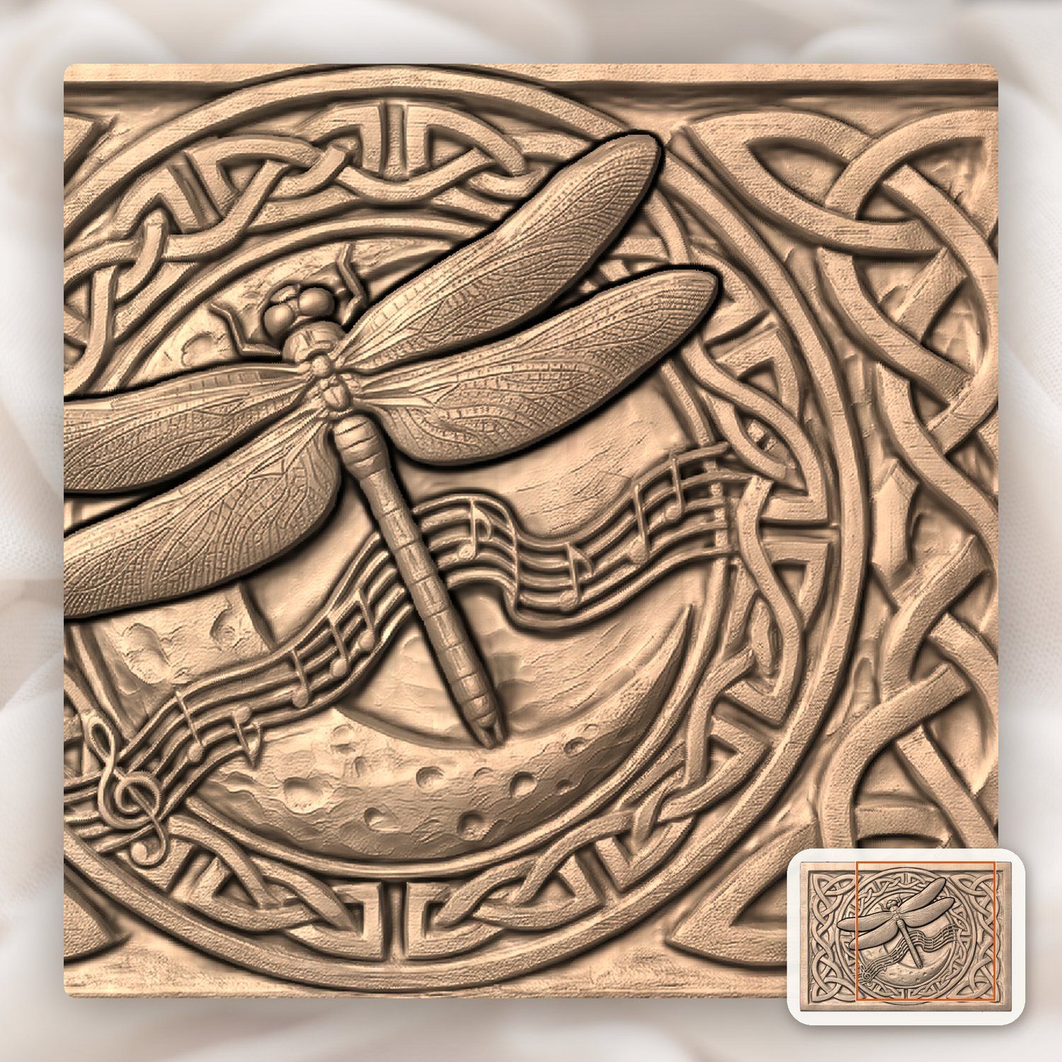 Dragonfly Celtic Moon Music CNC Relief STL bas-relief STL — view 8