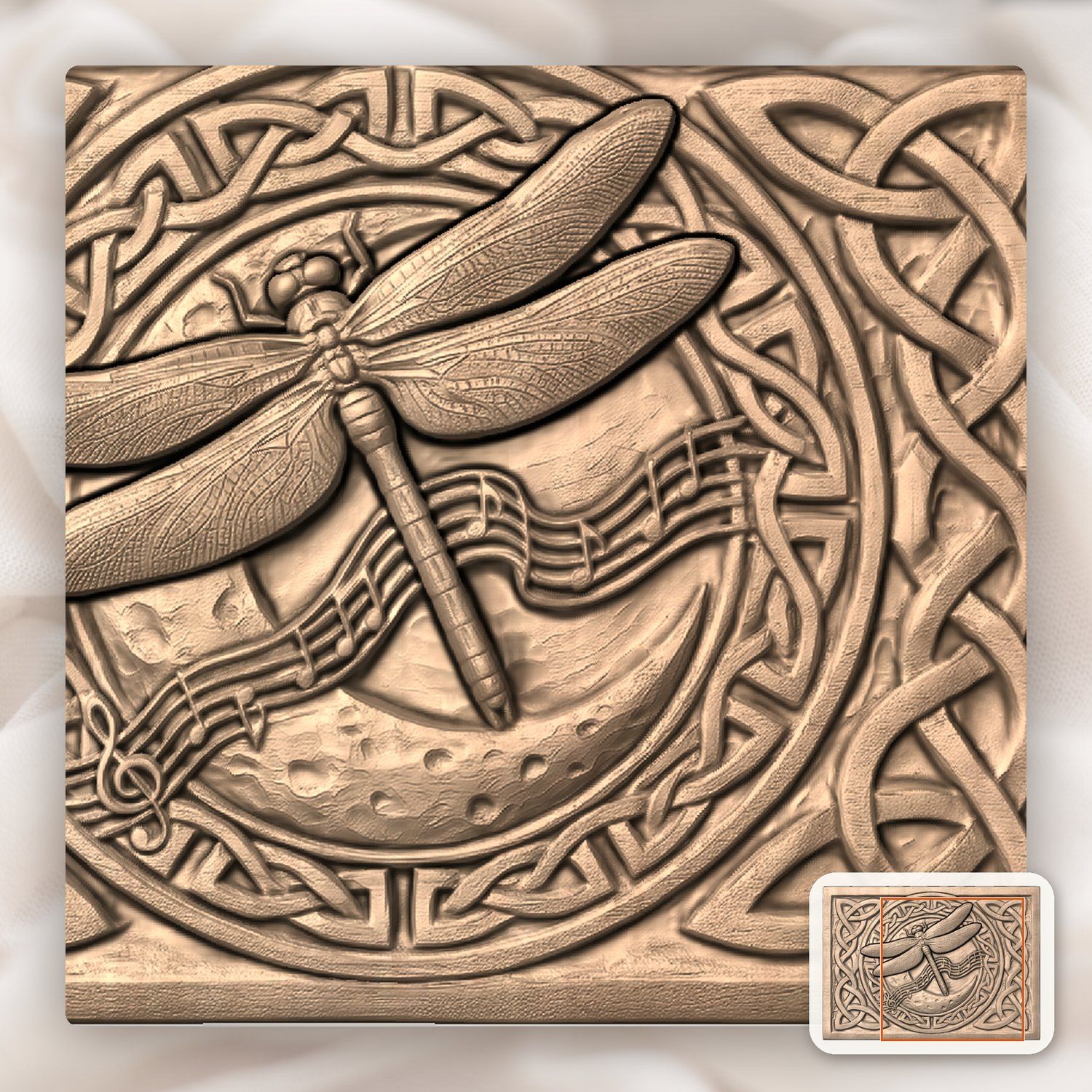 Dragonfly Celtic Moon Music CNC Relief STL bas-relief STL — view 10