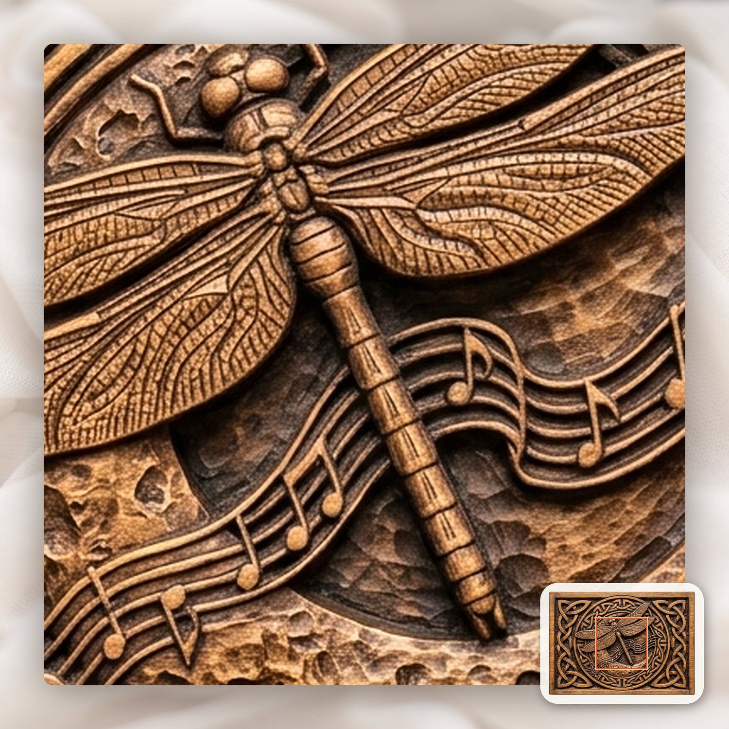 Dragonfly Celtic Moon Music CNC Relief STL bas-relief STL — view 11