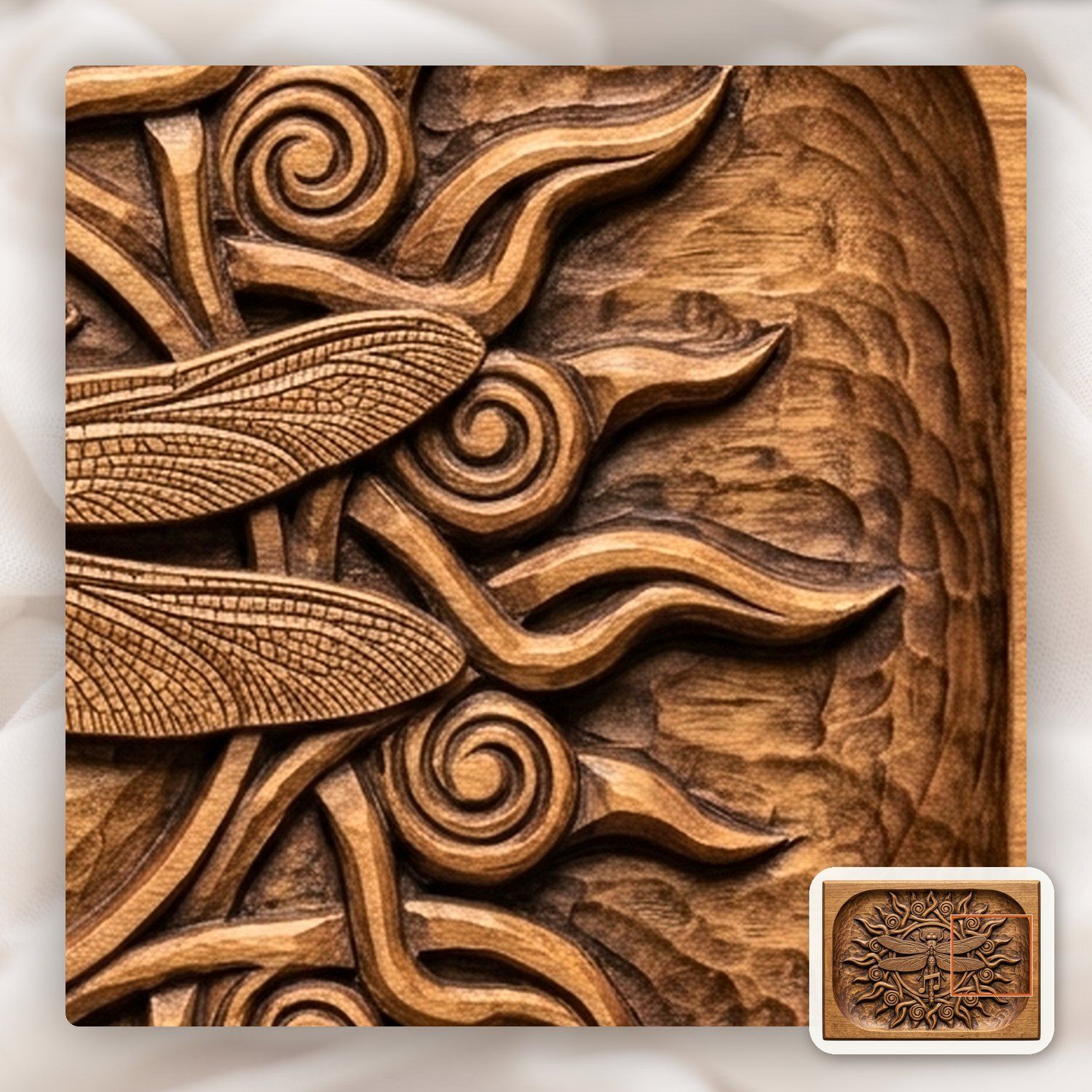 Dragonfly Celtic Sun CNC Relief STL bas-relief STL — view 12