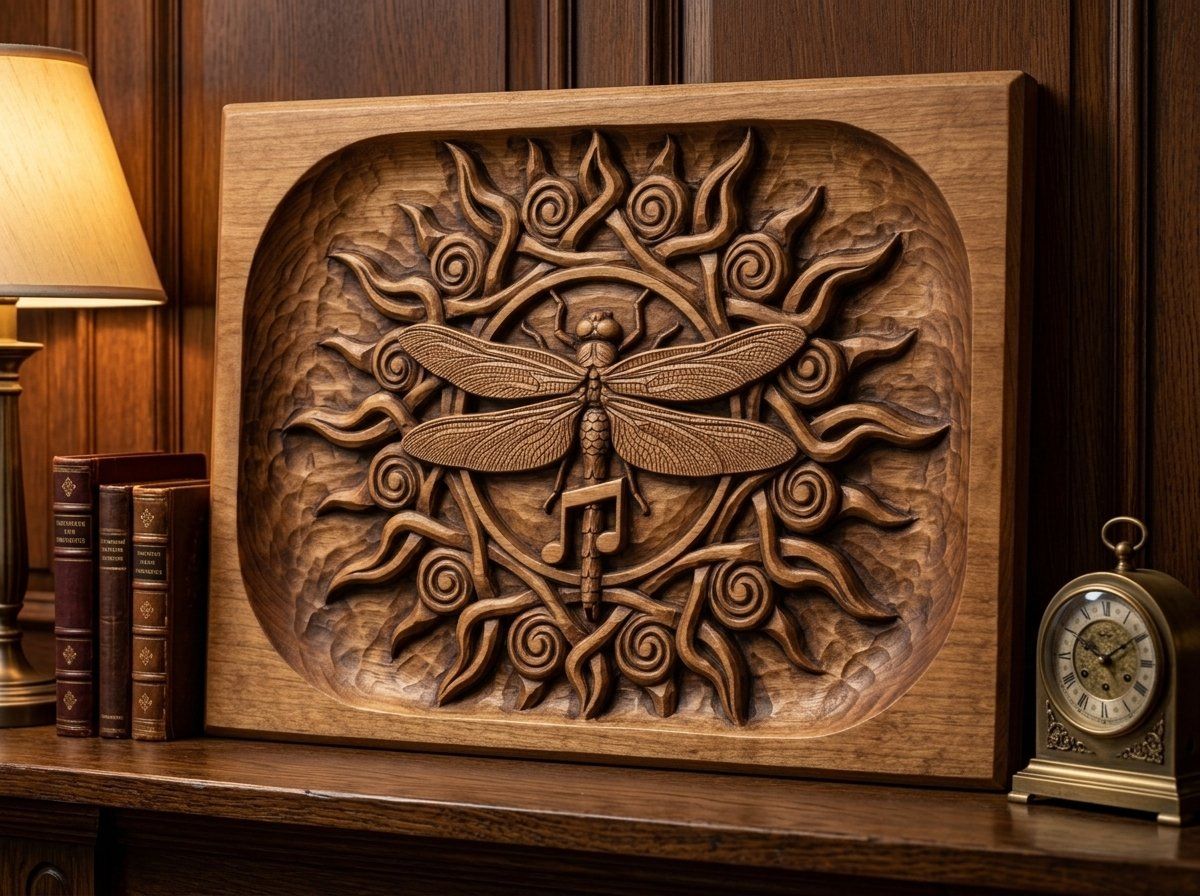 Dragonfly Celtic Sun CNC Relief STL bas-relief STL — view 14