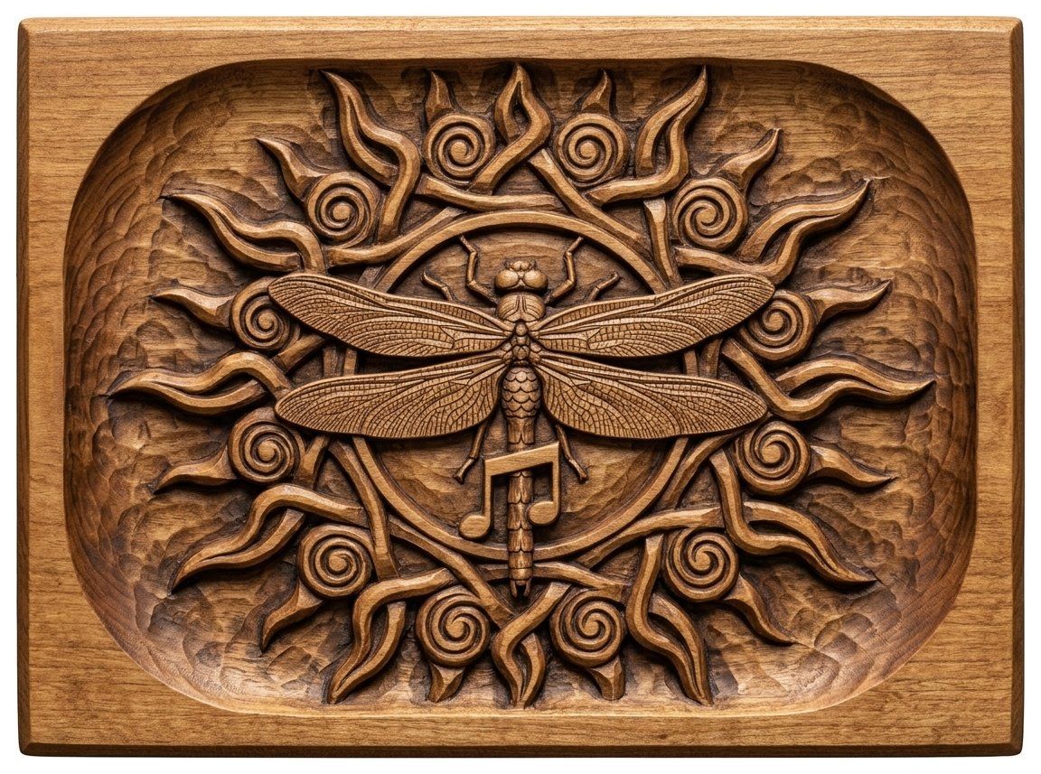 Dragonfly Celtic Sun CNC Relief STL bas-relief STL — view 4