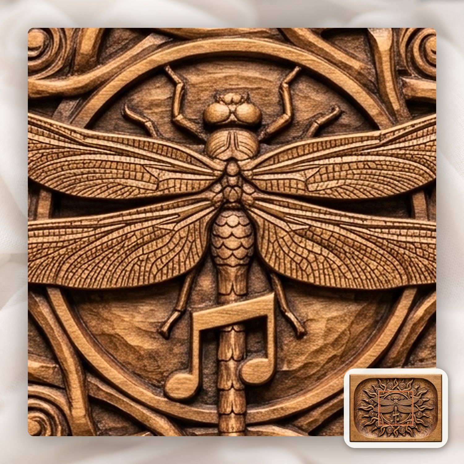 Dragonfly Celtic Sun CNC Relief STL bas-relief STL — view 11