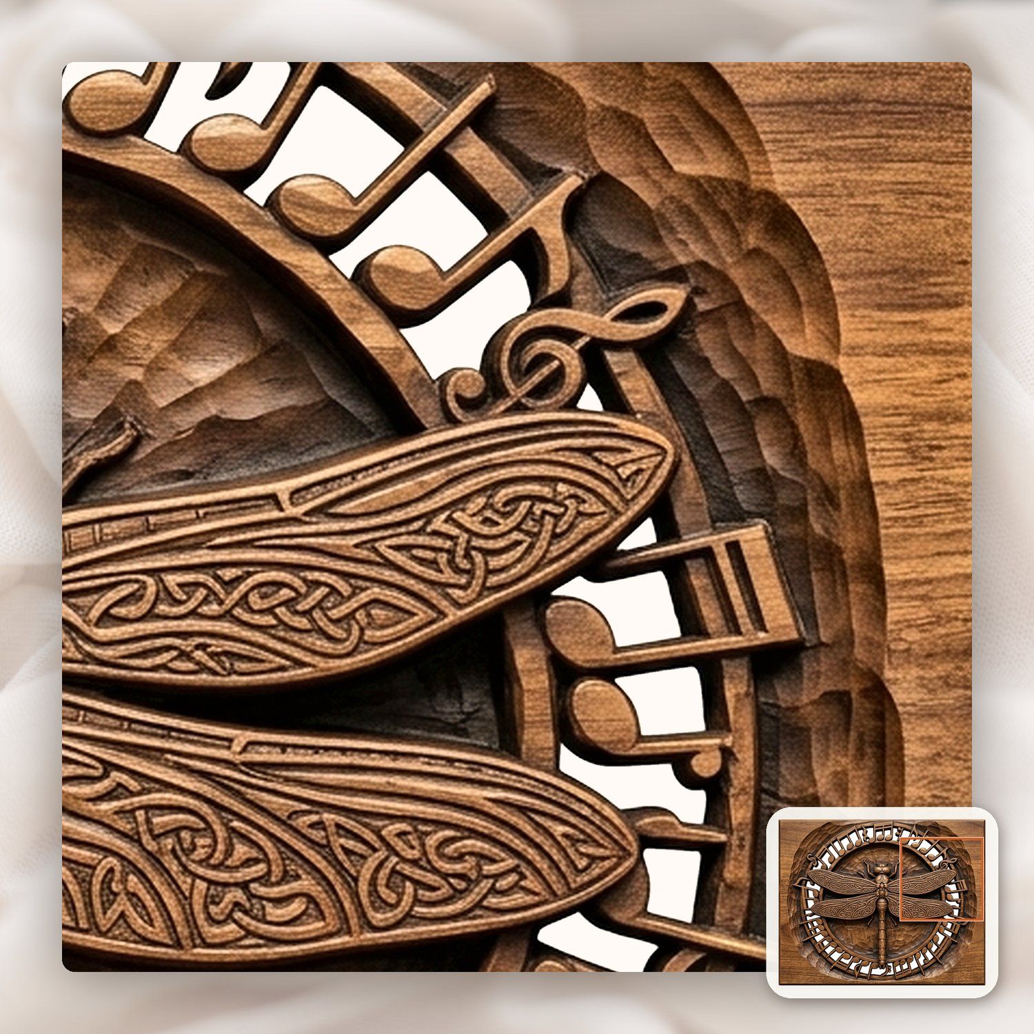 Dragonfly Celtic Wing Music Note CNC Relief STL bas-relief STL — view 12