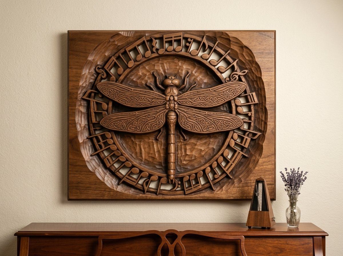 Dragonfly Celtic Wing Music Note CNC Relief STL bas-relief STL — view 13