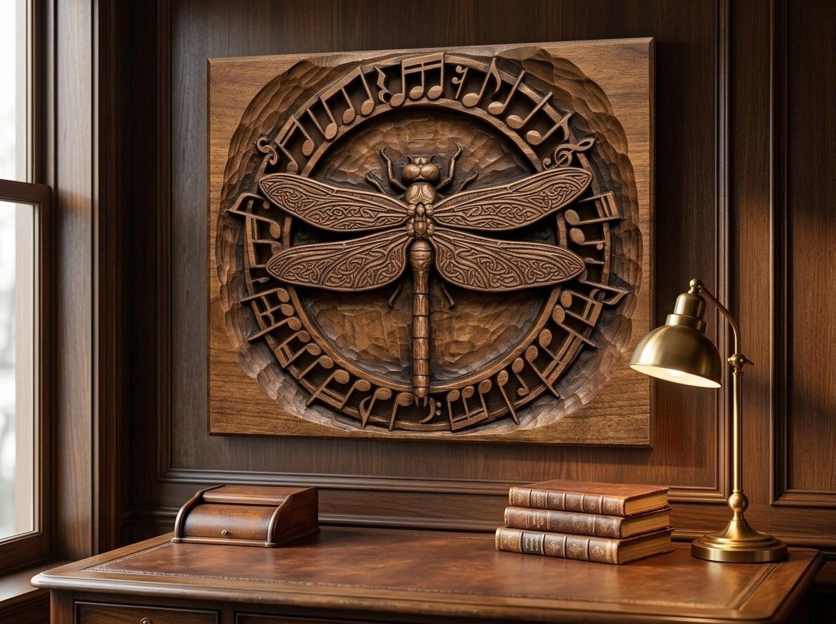 Dragonfly Celtic Wing Music Note CNC Relief STL bas-relief STL — view 14