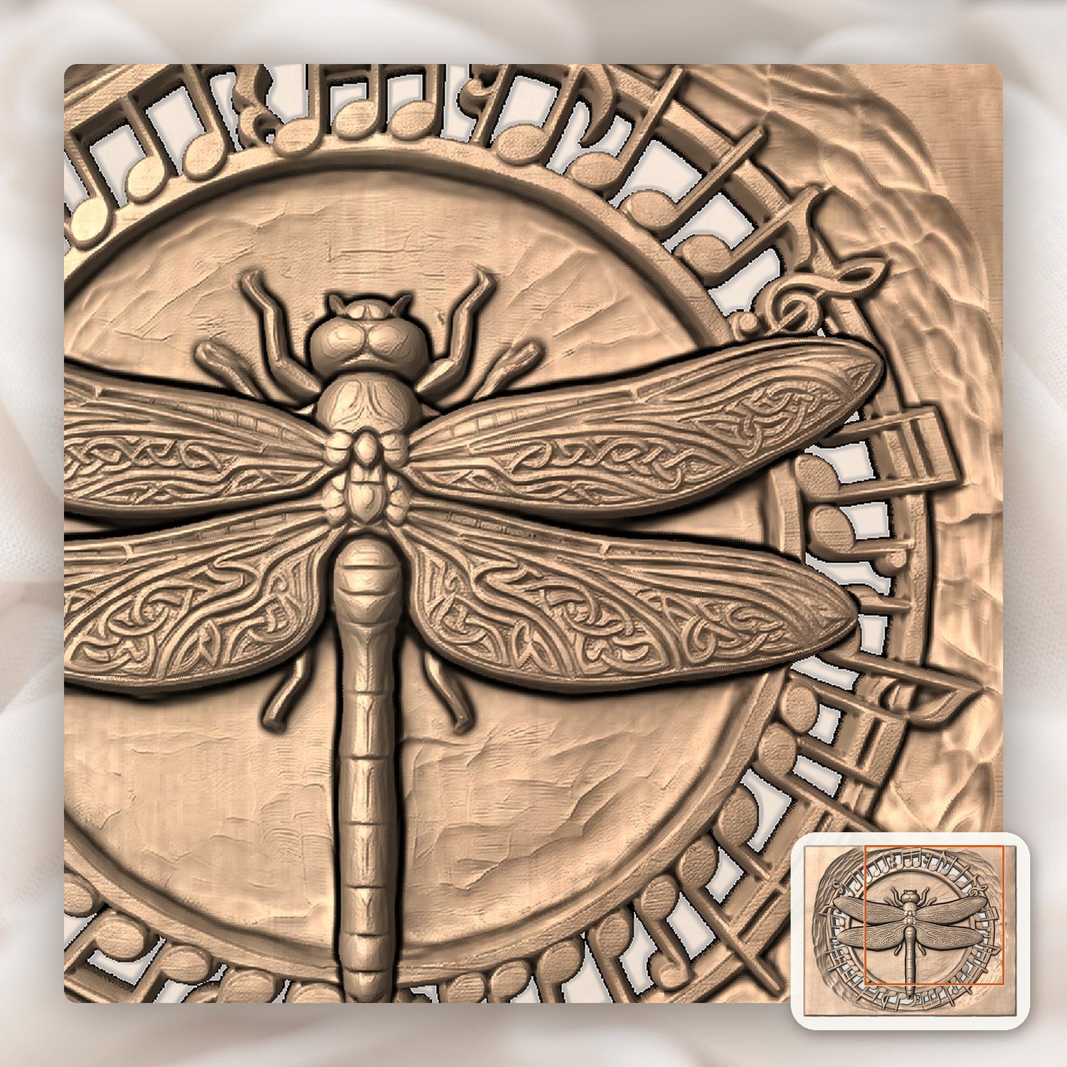 Dragonfly Celtic Wing Music Note CNC Relief STL bas-relief STL — view 8