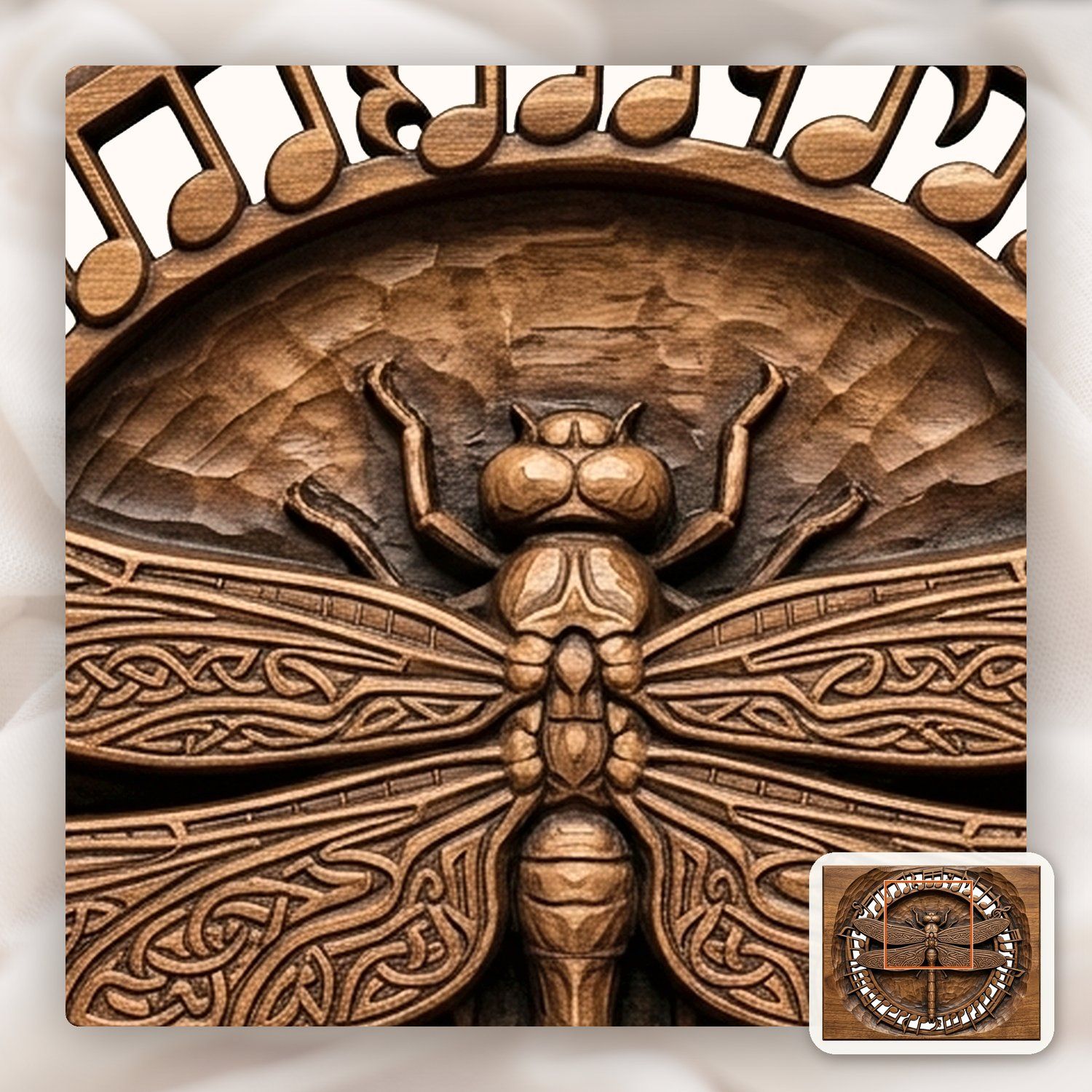 Dragonfly Celtic Wing Music Note CNC Relief STL bas-relief STL — view 11