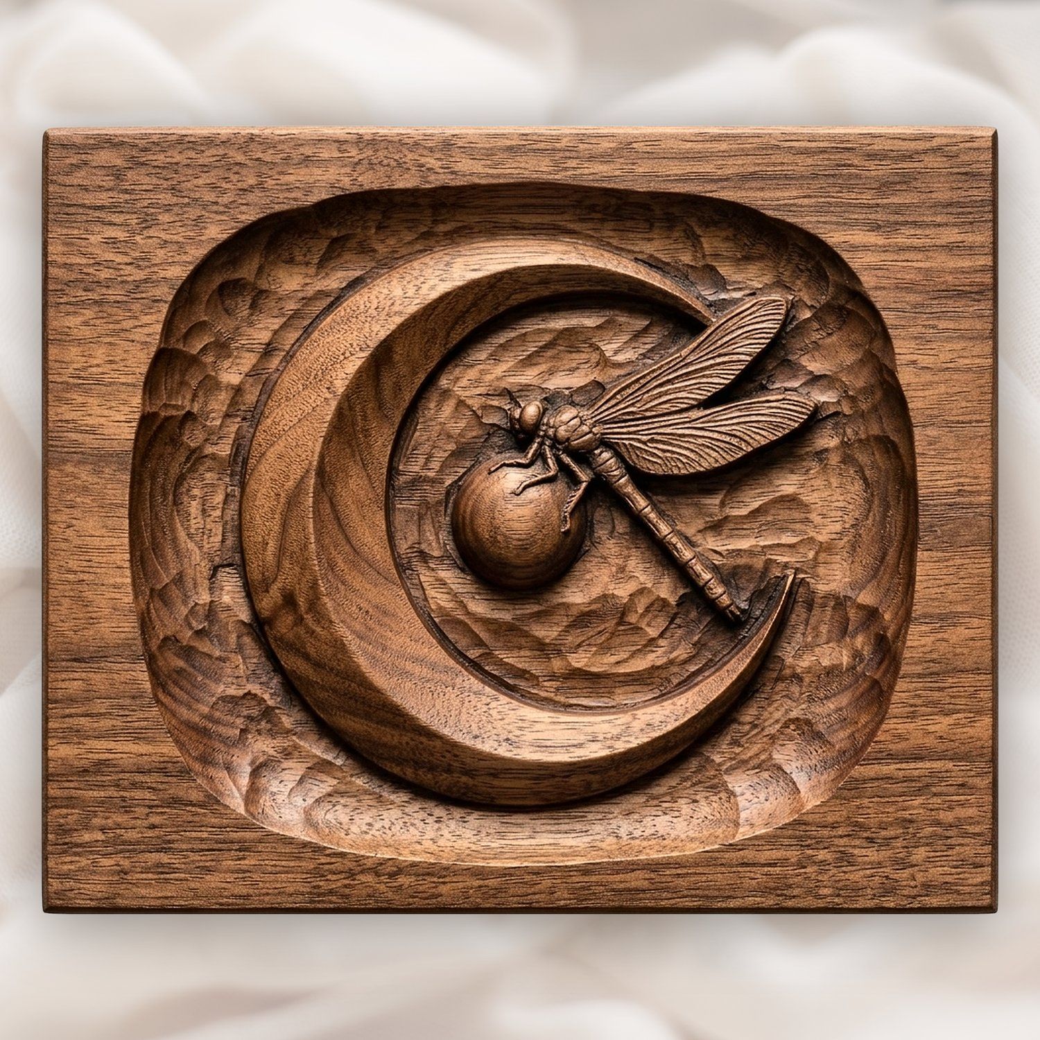 Dragonfly Fermata Moon CNC Relief STL bas-relief STL design