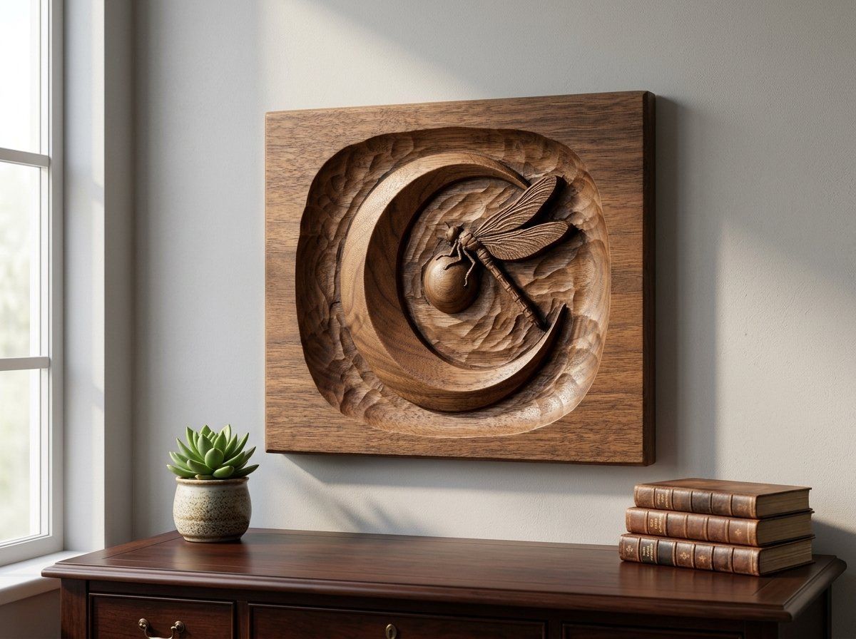 Dragonfly Fermata Moon CNC Relief STL bas-relief STL — view 13