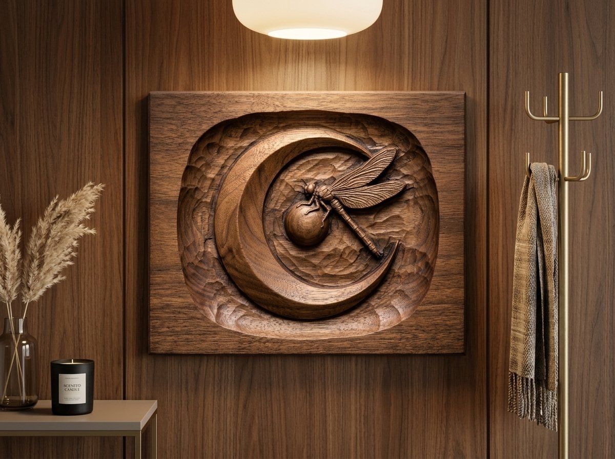Dragonfly Fermata Moon CNC Relief STL bas-relief STL — view 14