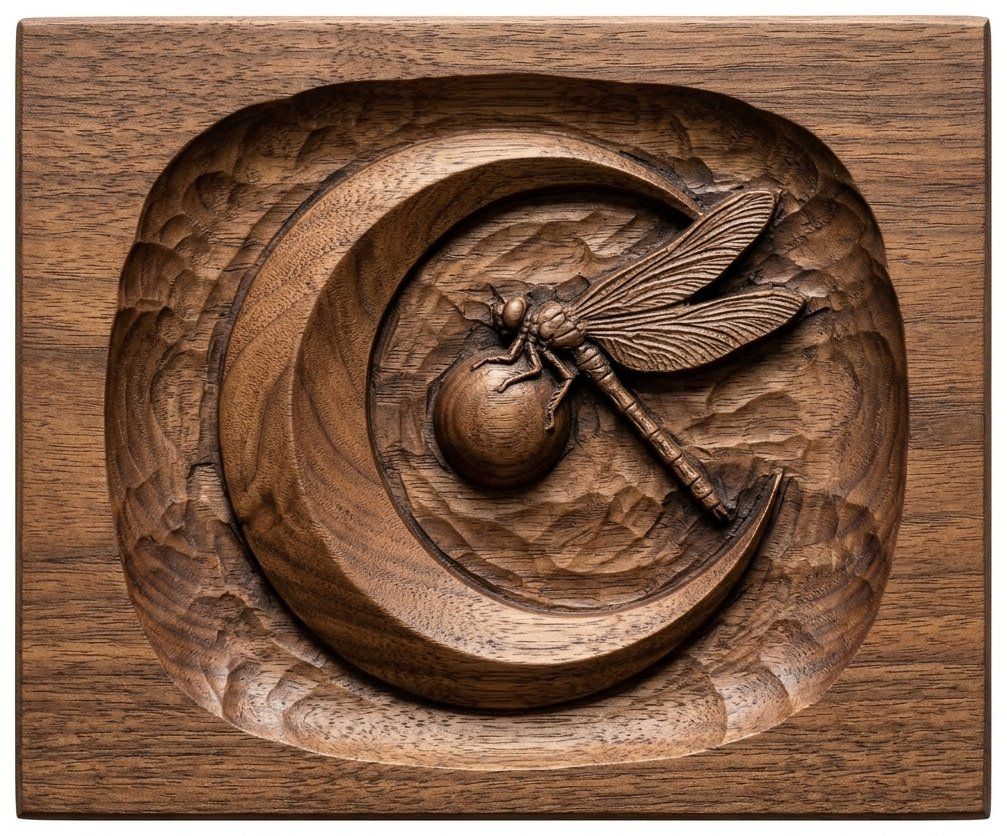 Dragonfly Fermata Moon CNC Relief STL bas-relief STL — view 4