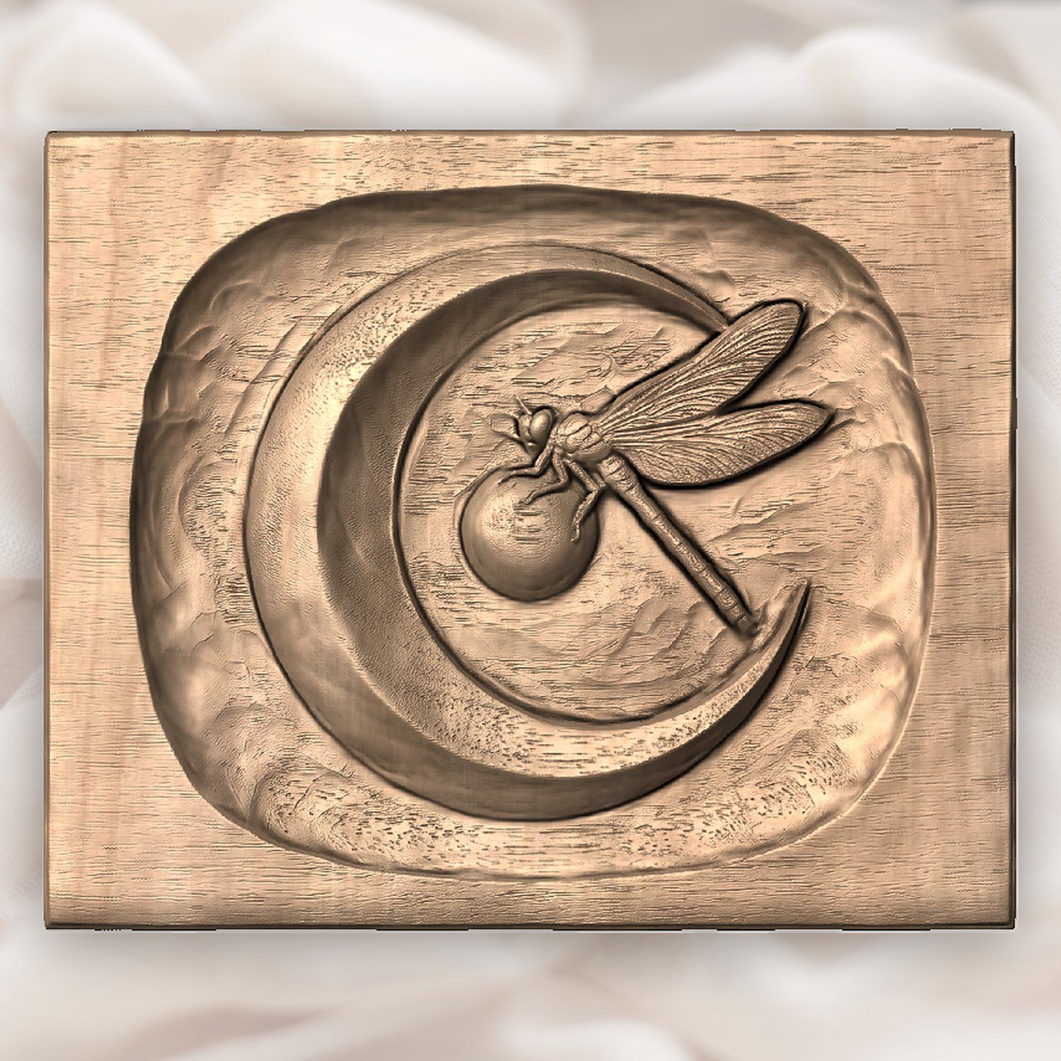 Dragonfly Fermata Moon CNC Relief STL bas-relief STL — view 5
