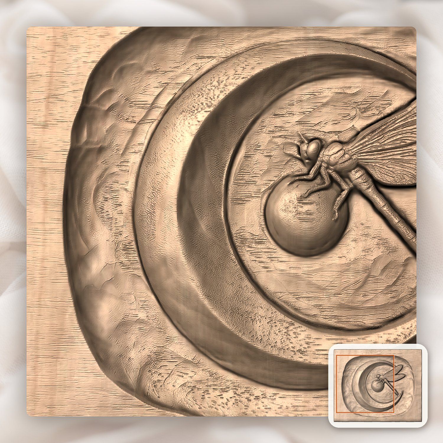 Dragonfly Fermata Moon CNC Relief STL bas-relief STL — view 9