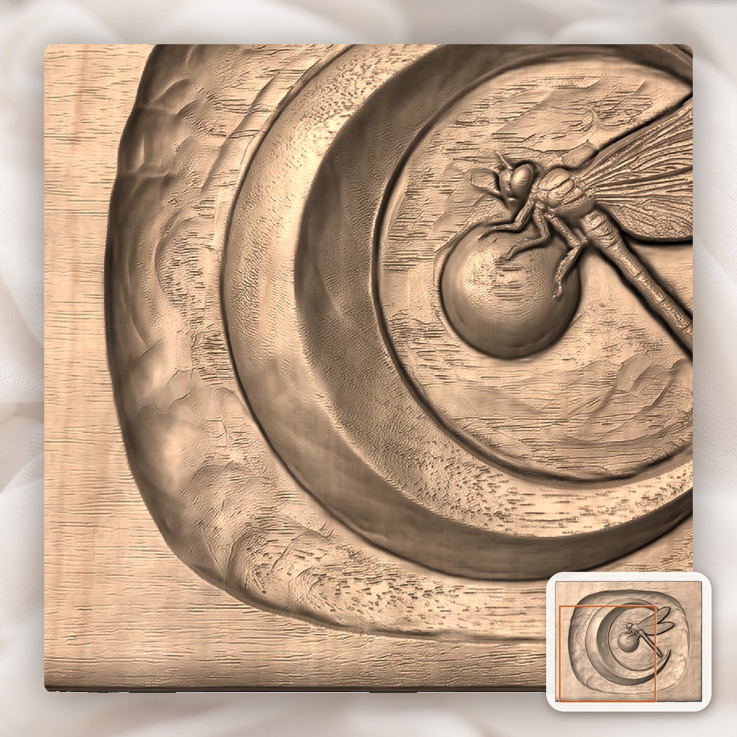 Dragonfly Fermata Moon CNC Relief STL bas-relief STL — view 10