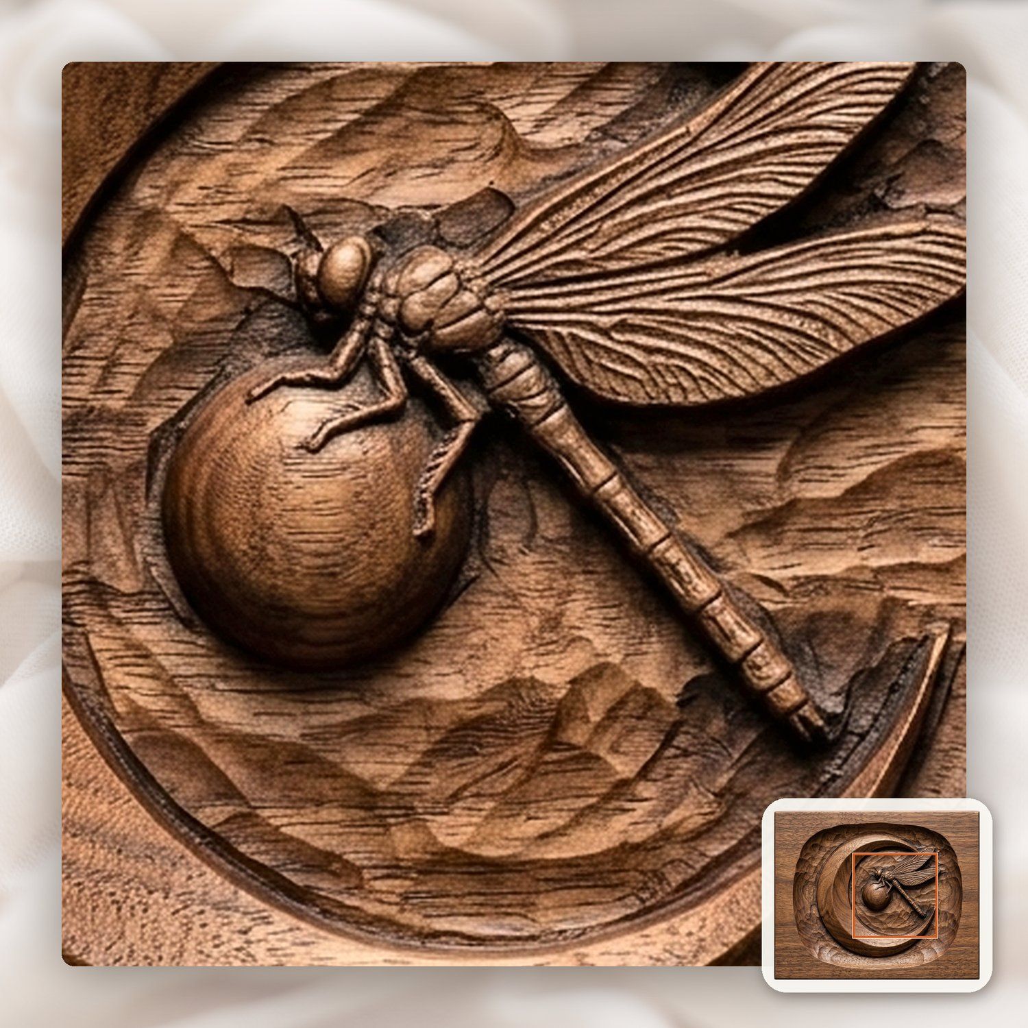 Dragonfly Fermata Moon CNC Relief STL bas-relief STL — view 11