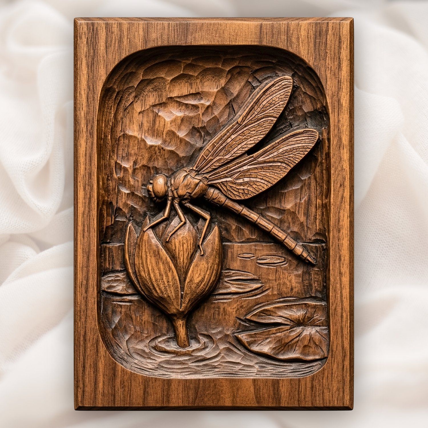 Dragonfly Heart Flower CNC Relief STL bas-relief STL design