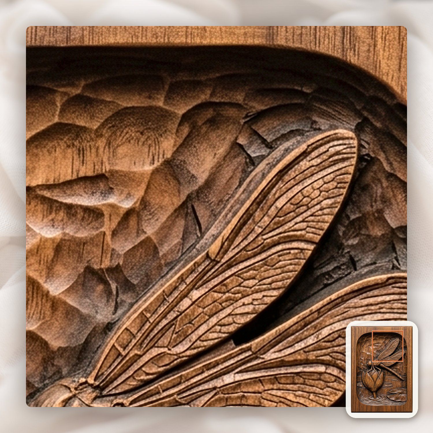 Dragonfly Heart Flower CNC Relief STL bas-relief STL — view 12