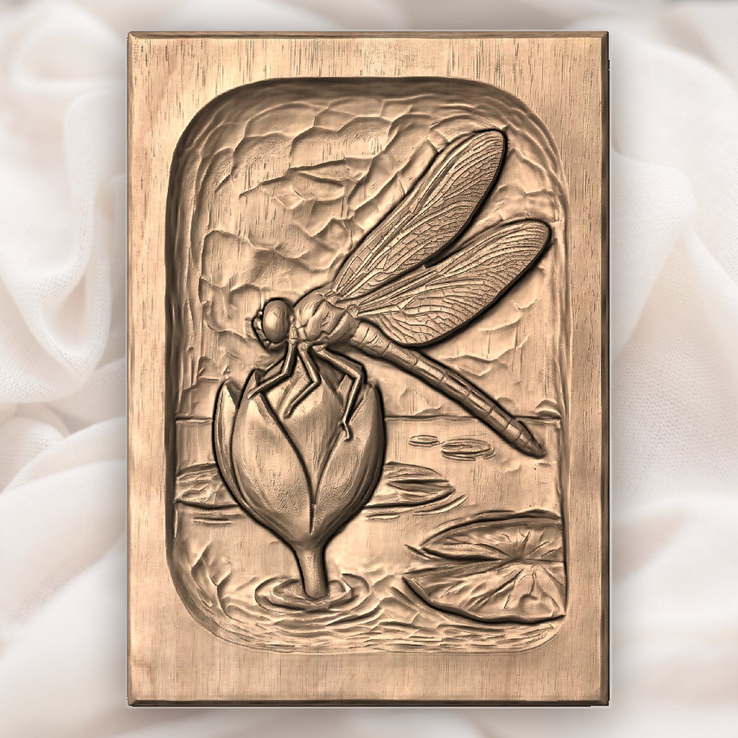 Dragonfly Heart Flower CNC Relief STL bas-relief STL — view 5