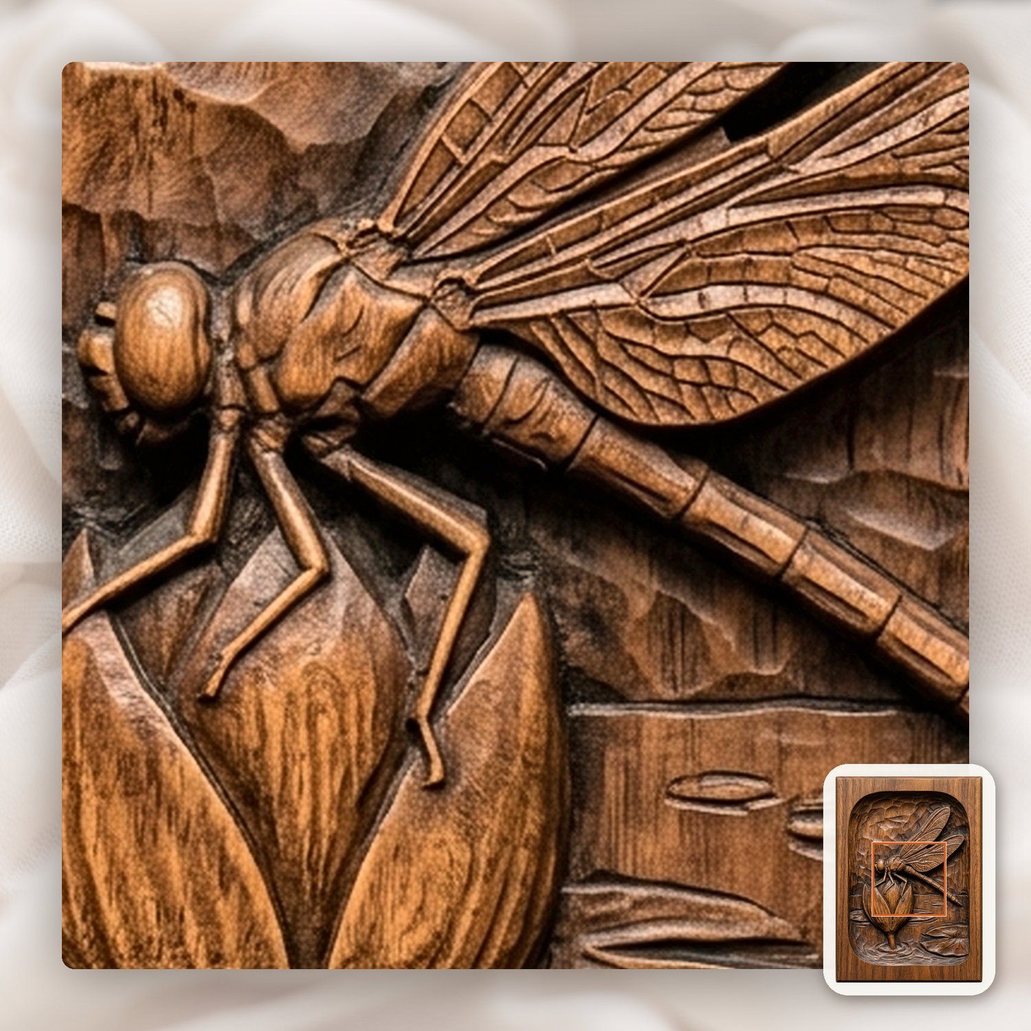 Dragonfly Heart Flower CNC Relief STL bas-relief STL — view 11